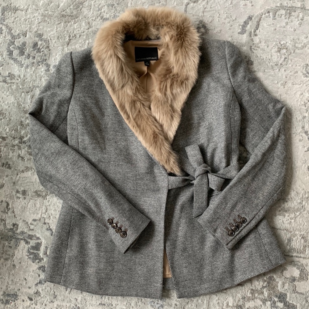 Banana Republic Wool Blazer with Removable Faux Fur